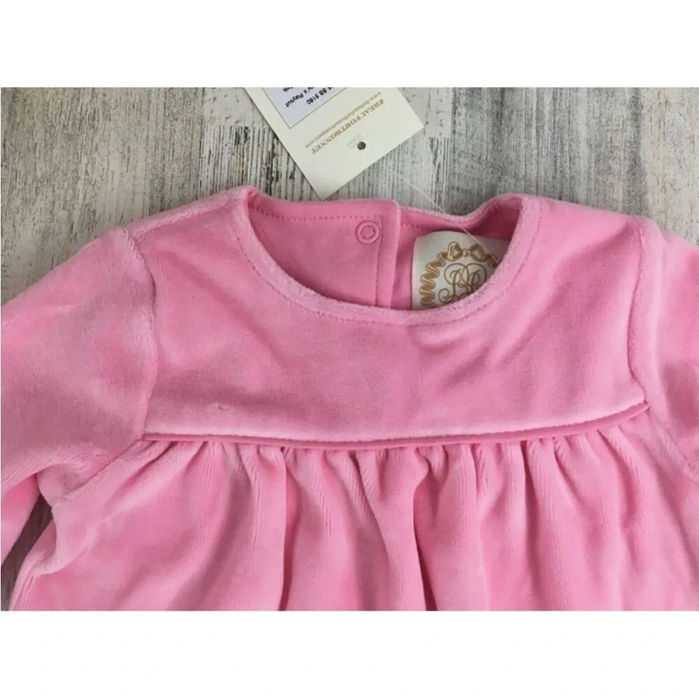 Beaufort Bonnet Company Penny's Playsuit Pink Velour Long Romper Girls 2T